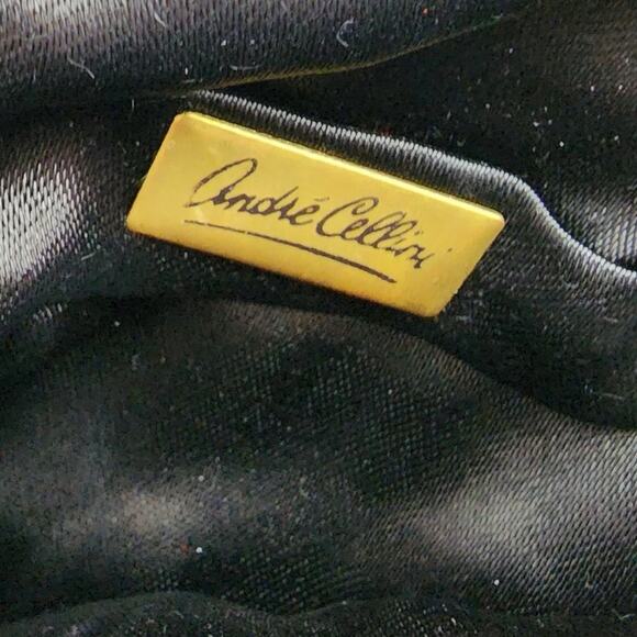 Andre Cellini Black Beaded Clamshell evening bag with snake chain strap. EUC - Picture 6 of 6